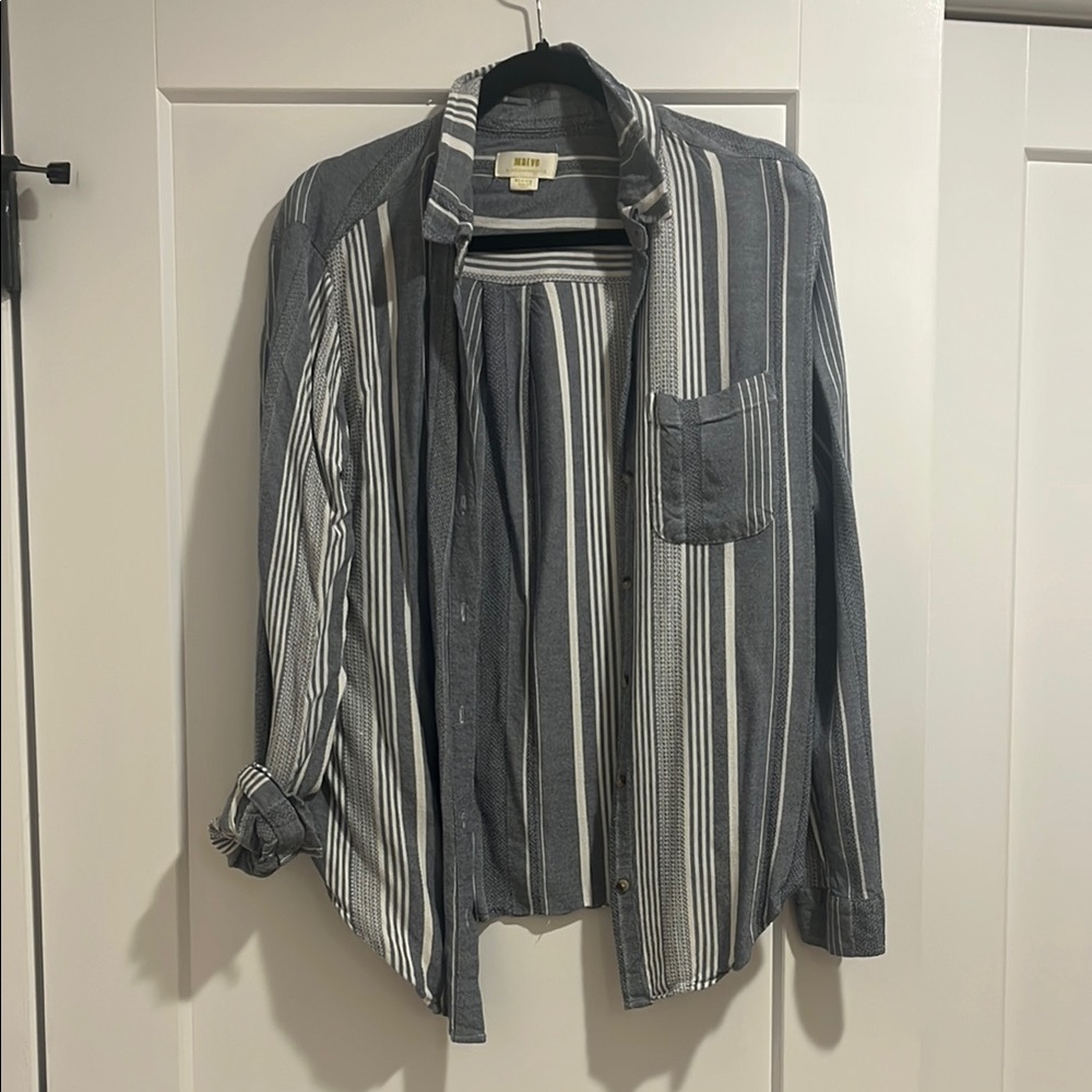 Anthropologie Soft Chambray Lightweight Yarndye Shirt with Stripes